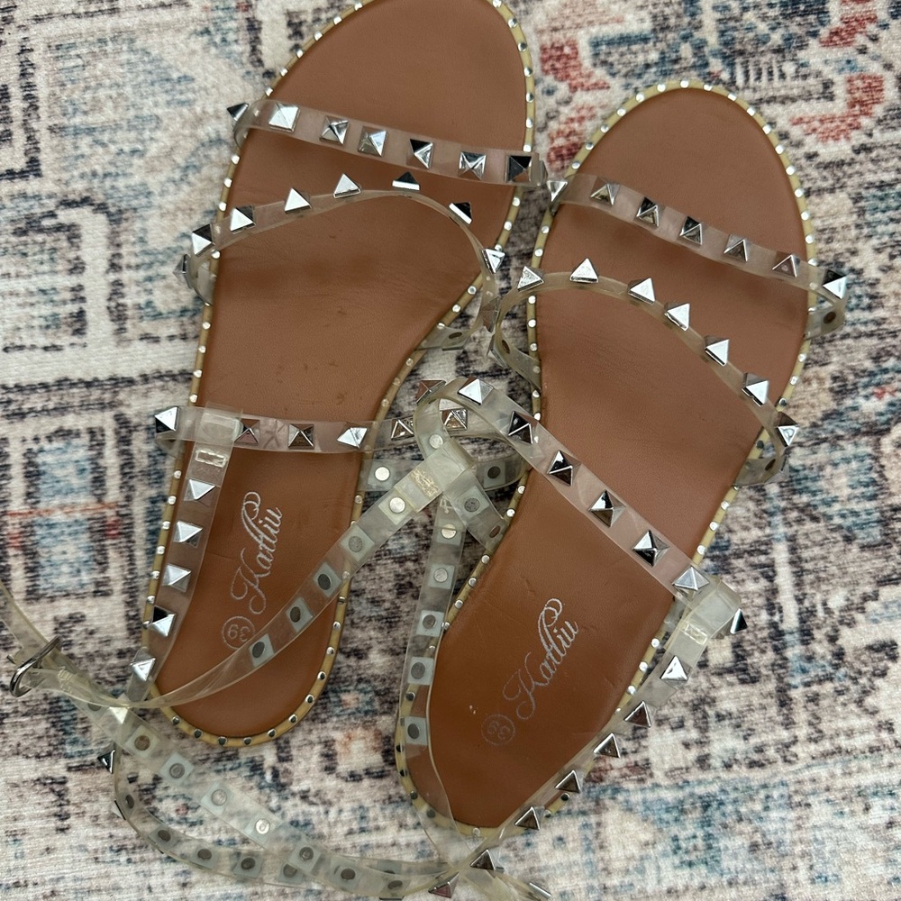 Silver Studded Strappy Sandals